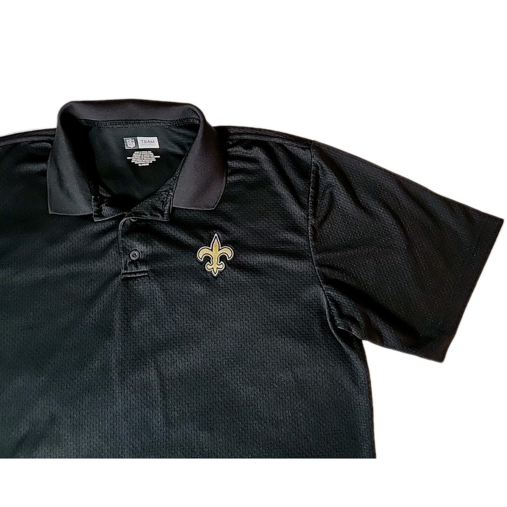 New Orleans Saints NFL Team Apparel Men's XL Polo Shirt Black Fan Comfort Logo